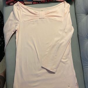 Kate Spade Wheaton Blush Pink Bow Boat Neck Tee SZ XS NWOT